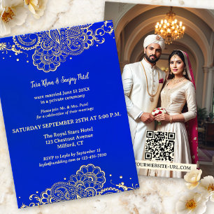 Indigo Blue Guld Henna efter bröllopsinbjudan Inbjudningar