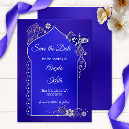 Indigo Blue Lila Henna Spara datumkortet Datumet