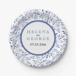 Indigo Blue löv mönster, den moderna blommigten br