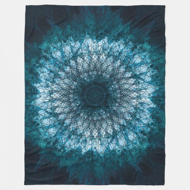 Indigo Blue Mandala Fleecefilt (Framsidan)