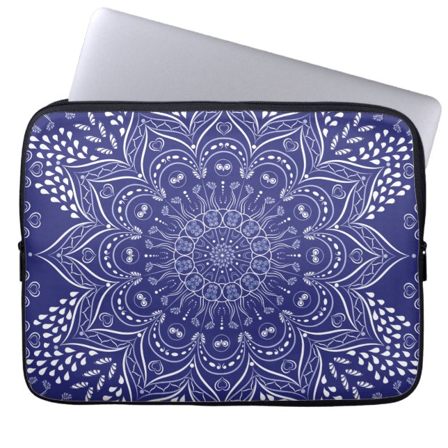 Indigo Blue mandala Laptop Fodral (Framsidan)