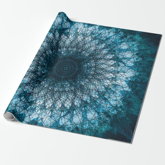 Indigo Blue Mandala Presentpapper (Utrullad)