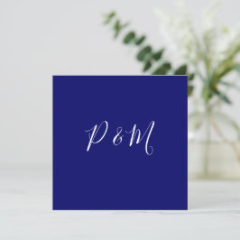 Indigo Blue och White Minimalist Bröllop Tack Kort