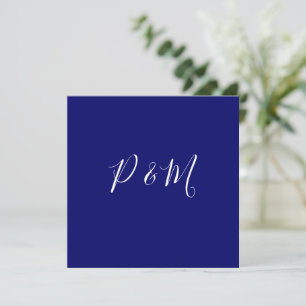 Indigo Blue och White Minimalist Bröllop Tack Kort