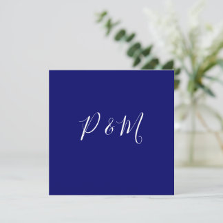 Indigo Blue och White Minimalist Bröllop Tack Kort