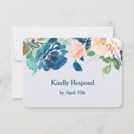 Indigo Blue Peach Ro Bröllop OSA Kort