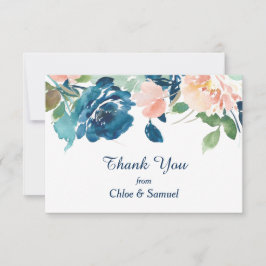 Indigo Blue Peach Ro Bröllop Tack Kort