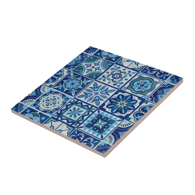 Indigo Blue Portuguo Azulejo Lissabondekorativ Kakelplatta (Sidan)