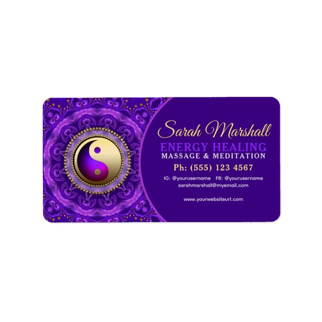 Indigo Blue Purple Magic Mandala Healing  Adressetikett (Framsidan)