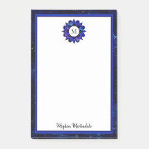 Indigo Blue Rymden Galaxy Mandala Monogram