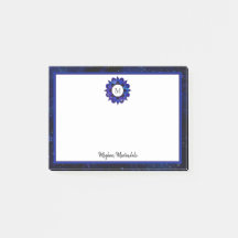 Indigo Blue Rymden Galaxy Mandala Monogram