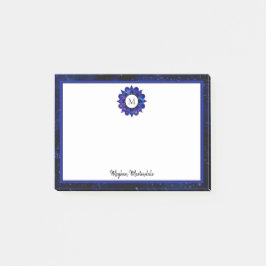 Indigo Blue Rymden Galaxy Mandala Monogram Post-it Block