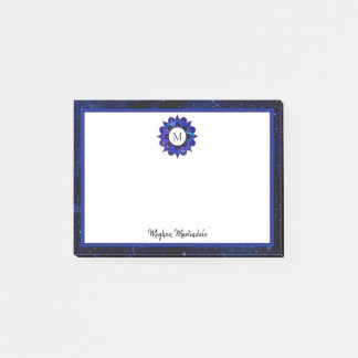 Indigo Blue Rymden Galaxy Mandala Monogram Post-it Block