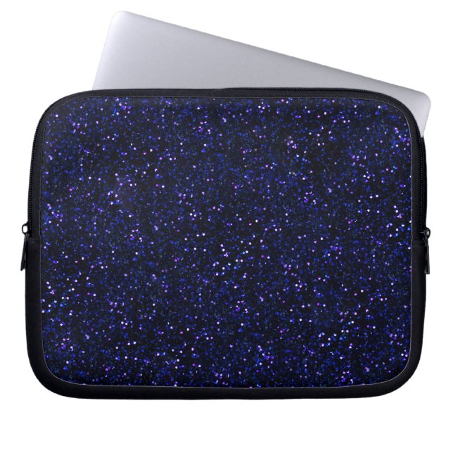 Indigo Blue Starry Midnight Glitter Laptop Sleeve (Framsidan)