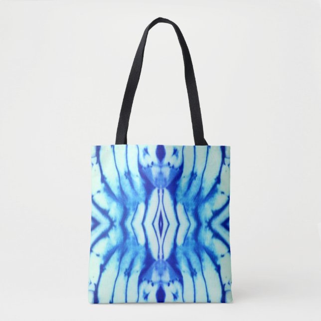 Indigo Blue Tie Dye Tote Bag Tygkasse (Framsida)