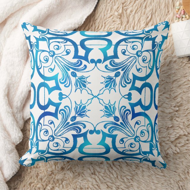 Indigo blue tile pattern kudde (Filt)