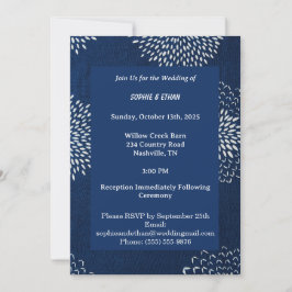 Indigo Blue Traditional Japansk Shibori Inbjudningar