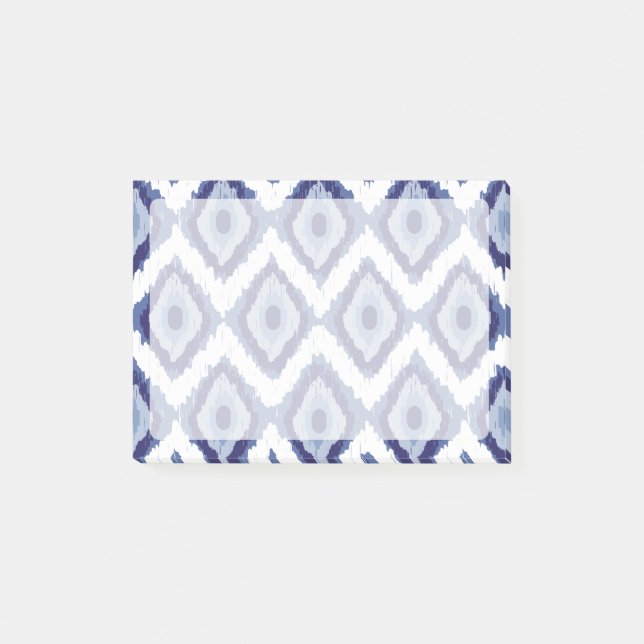 Indigo Blue Tribal Ikat Diamond White Chevron Post-it Block (Framsida)