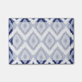 Indigo Blue Tribal Ikat Diamond White Chevron Post-it Block