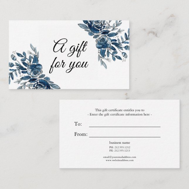 Indigo Blue Vattencolor-presentkort Visitkort (Fram/baksida)