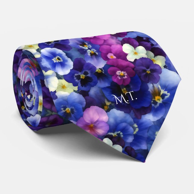 Indigo Blue Violet Lila Pansies Watercolor Slips (Rullad)