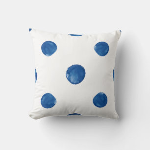 Indigo blue water color polka dots shibori mönster kudde