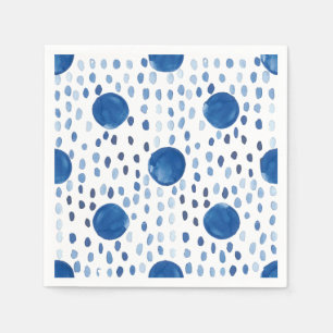 Indigo blue water color small and small polka dots pappersservett