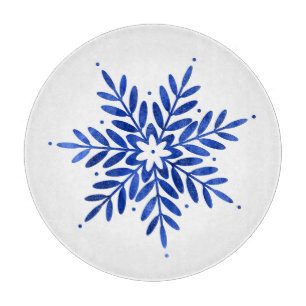 Indigo Blue Watercolor Abstrakt Snowflake