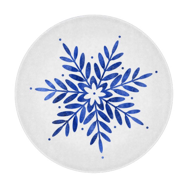 Indigo Blue Watercolor Abstrakt Snowflake (Framsidan)