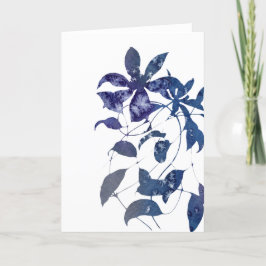 Indigo Blue Watercolor Clematis Flower Tack Kort