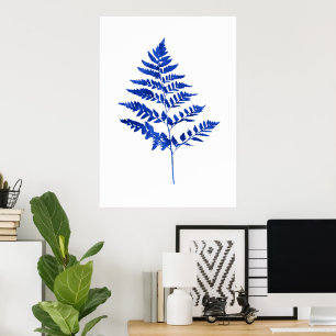 Indigo Blue Watercolor Fern Löv Poster
