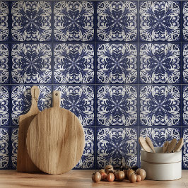 Indigo Blue White Azulejo Mediterranean Kakelplatta