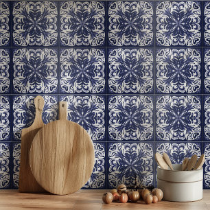 Indigo Blue White Azulejo Mediterranean Kakelplatta