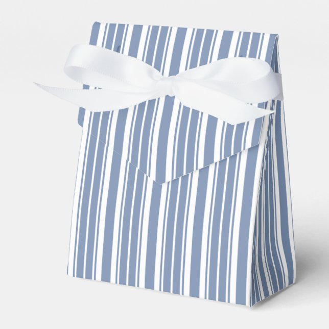Indigo Blue, White Ticking Rand Tält Favor Box Presentaskar (Framsidan Sidan)