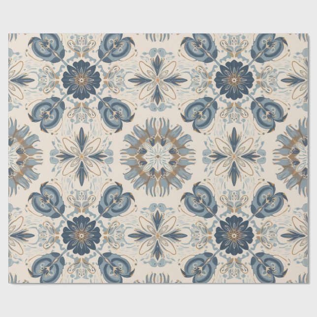 Indigo Boho Florala Mandalas Presentpapper (Platt)