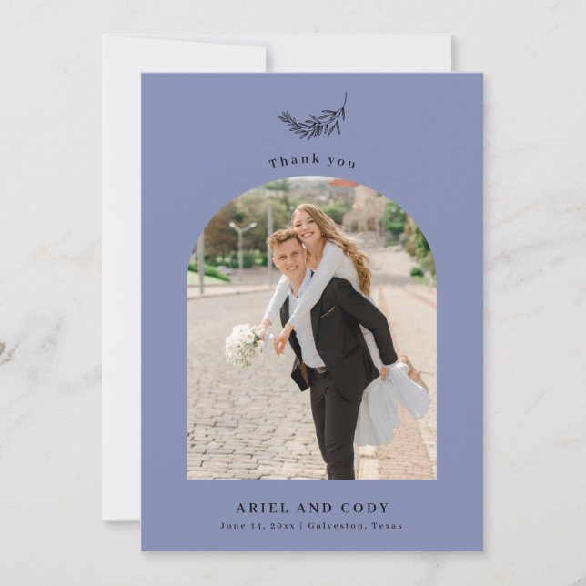 Indigo | Boho Valvbåge Bröllopsfoto Tackkort Tack Kort (Framsida)