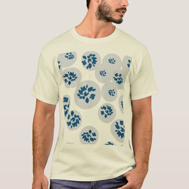 Indigo Botanical Bubbles Pattern T Shirt (Framsida)