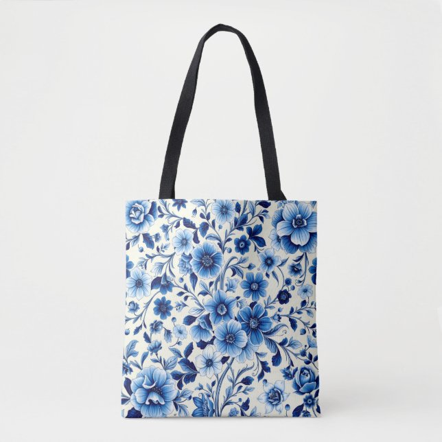 indigo botanisk trädgårdstote bag tygkasse (Framsida)