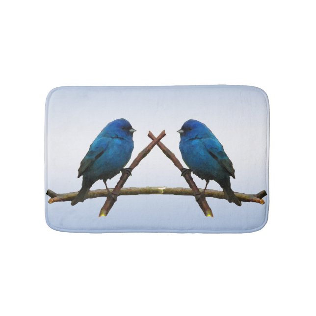 Indigo Bunting Birds Bath Mats Badrumsmatta (Framsidan)