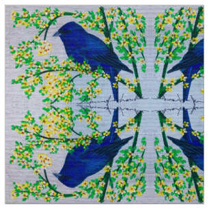 Indigo Bunting Fabric Tyg