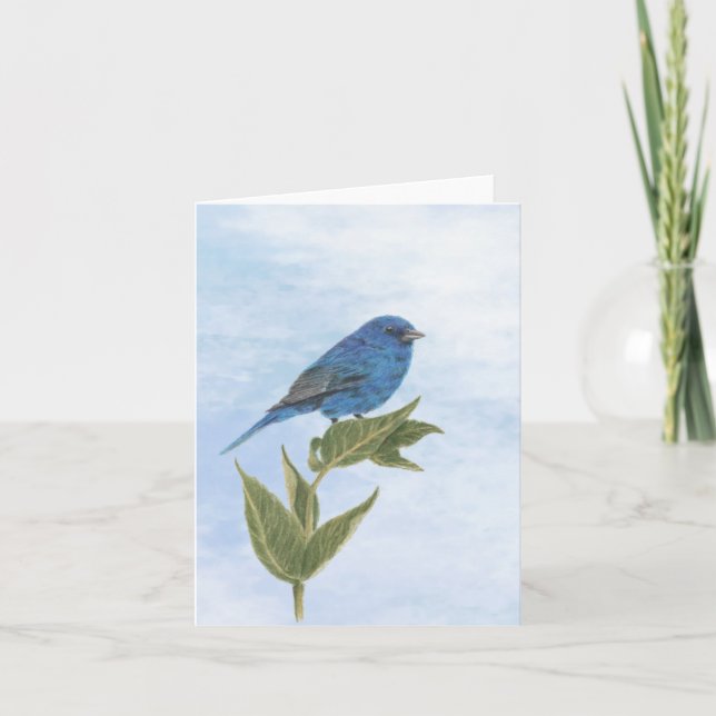 Indigo Bunting Note-kort Anteckningskort (Framsida)