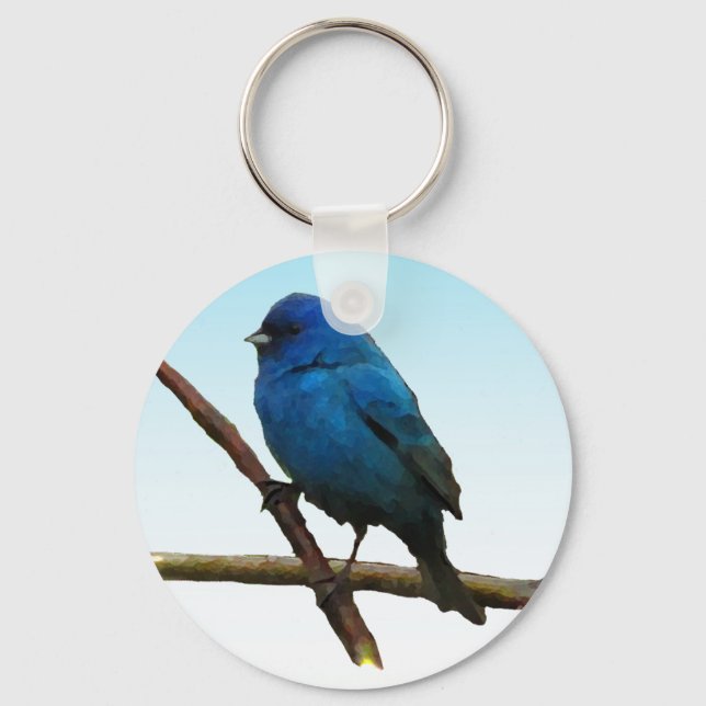 Indigo Bunting Nyckelring (Framsida)