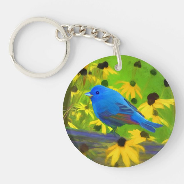 Indigo Bunting Painting - Original Bird Art (Framsidan)