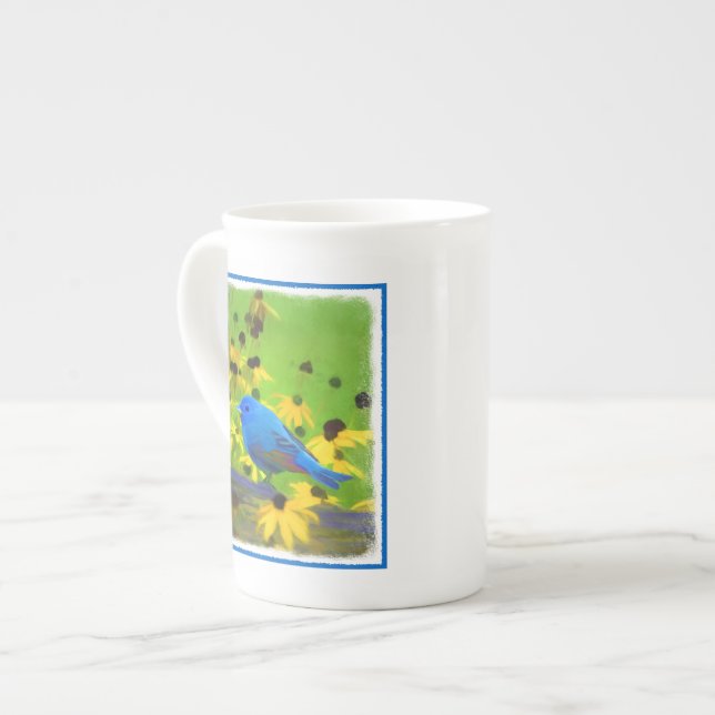 Indigo Bunting Painting - Original Bird Art Benporslin Mugg (Framsida vänster)