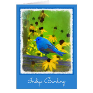 Indigo Bunting Painting - Original Bird Art Hälsningskort