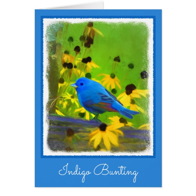 Indigo Bunting Painting - Original Bird Art Hälsningskort (Framsidan)