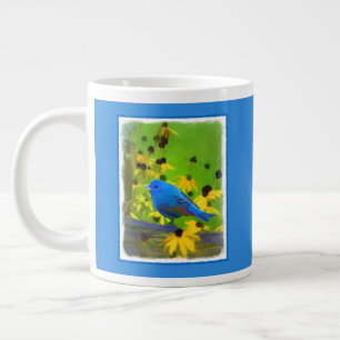 Indigo Bunting Painting - Original Bird Art Jumbo Mugg