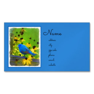 Indigo Bunting Painting - Original Bird Art Magnetiska Visitkort