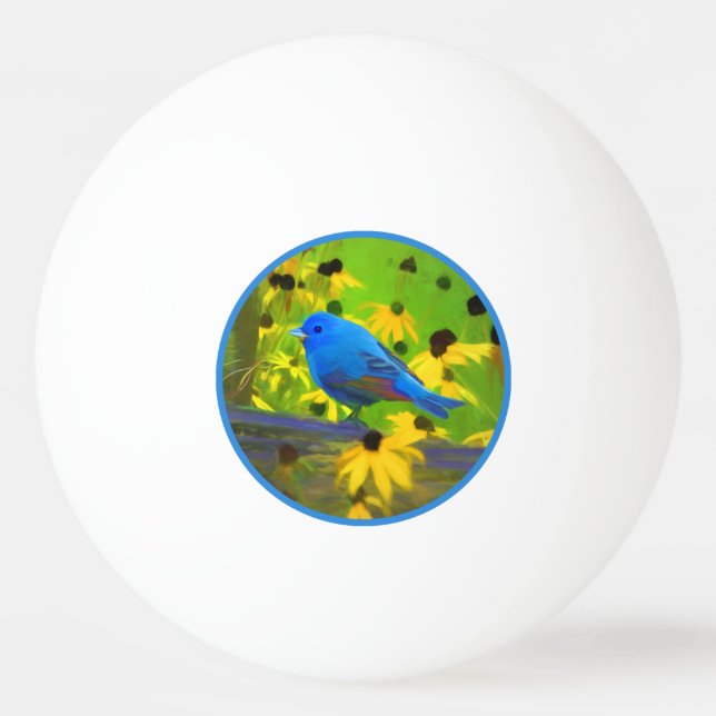 Indigo Bunting Painting - Original Bird Art Pingisboll (Framsidan)