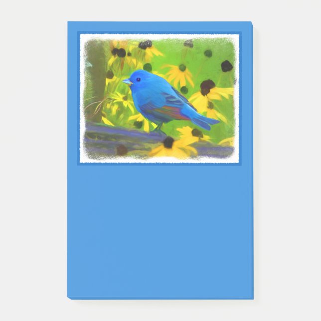 Indigo Bunting Painting - Original Bird Art Post-it Block (Framsida)